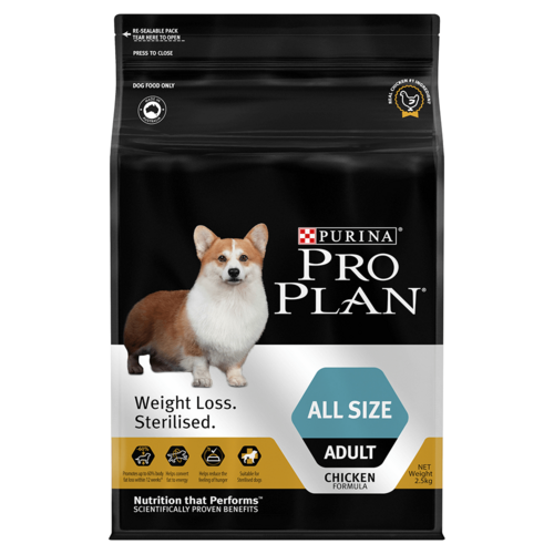 Pro Plan Adult All Size Weight Loss/Sterilised Dry Dog Food Chicken 2.5kg