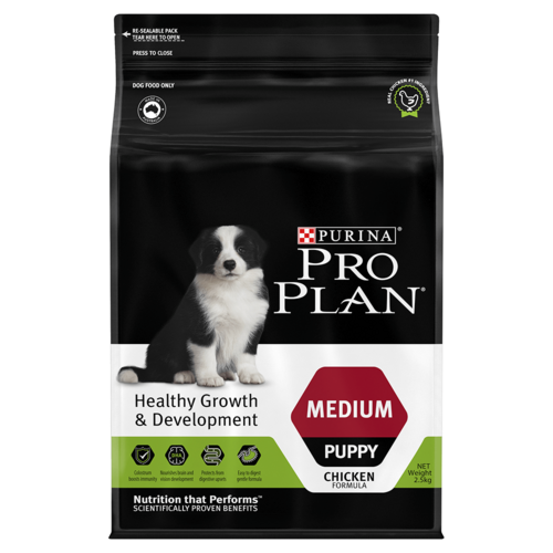 Pro Plan Puppy Medium Breed Healthy Growth Dry Dog Food Chicken 2.5kg