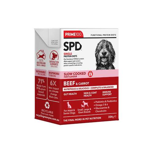 Prime 100 SPD Adult & Senior Slow Cooked Dog Food Beef & Carrot 12 x 354g