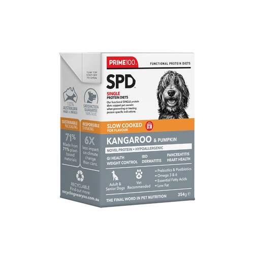 Prime 100 SPD Adult & Senior Slow Cooked Dog Food Kangaroo & Pumpkin 12 x 354g