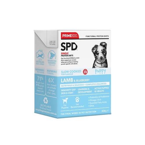 Prime 100 SPD Puppy Slow Cooked Dog Food Lamb & Blueberry 12 x 354g