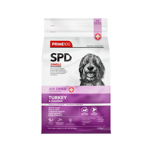 Prime 100 SPD All Ages Air-Dried Dry Dog Food Turkey & Flaxseed 2.2kg