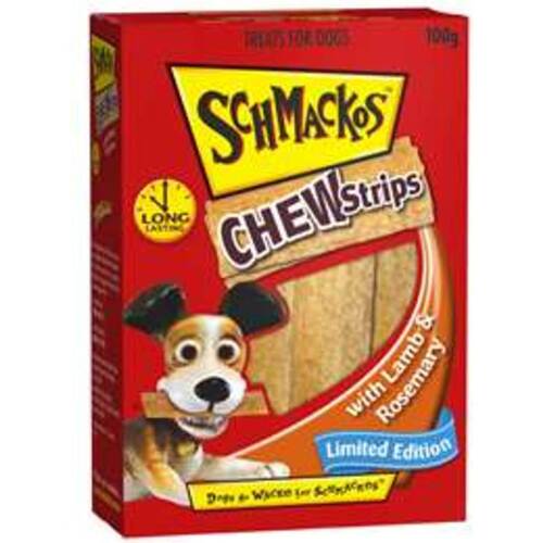 Schmackos Chew Strips Dog Training Treats Lamb & Rosemary 4 x 100g