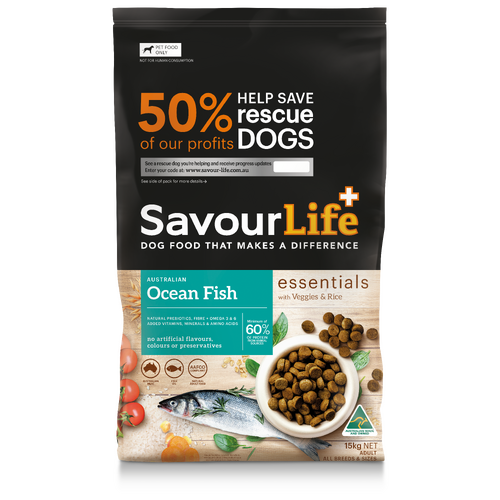 Savour Life Adult Essentials Dry Dog Food Ocean Fish with Veggies & Rice 15kg