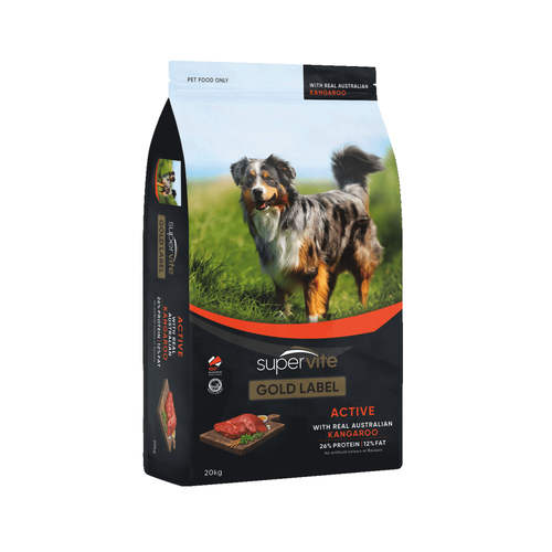Super Vite Adult Gold Label Dry Dog Food Active w/ Australian Kangaroo 20kg