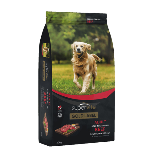 Super Vite Adult Gold Label Dry Dog Food w/ Australian Beef 20kg