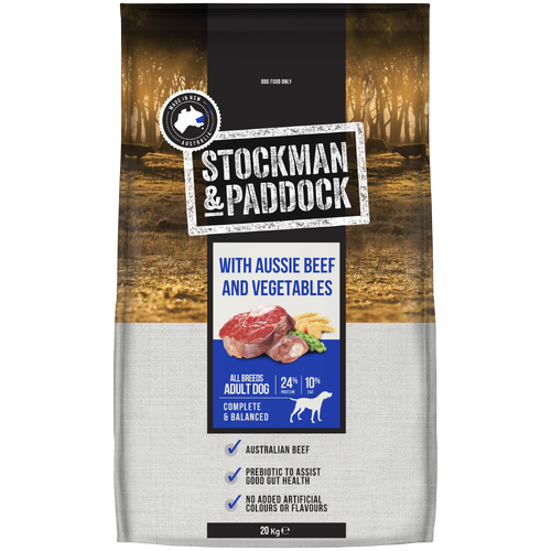 Stockman & Paddock Adult Dry Dog Food with Beef & Vegetables 20kg