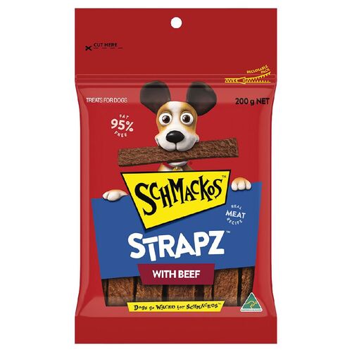 Schmackos Strapz Dog Tasty Treats w/ Beef 8 x 200g