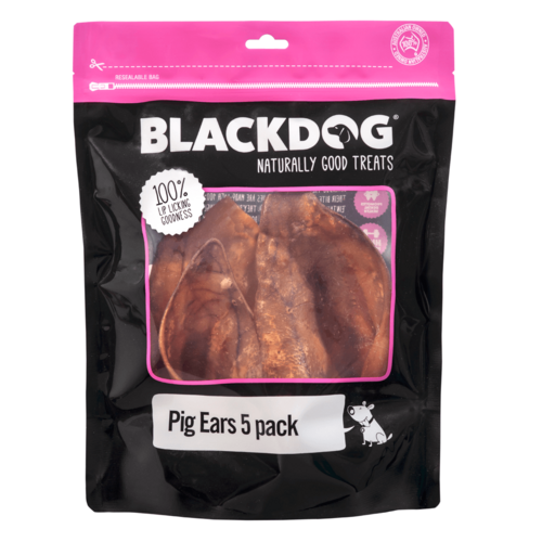 Blackdog Pig Ears Natural Dog Chew Treats 5 Pack