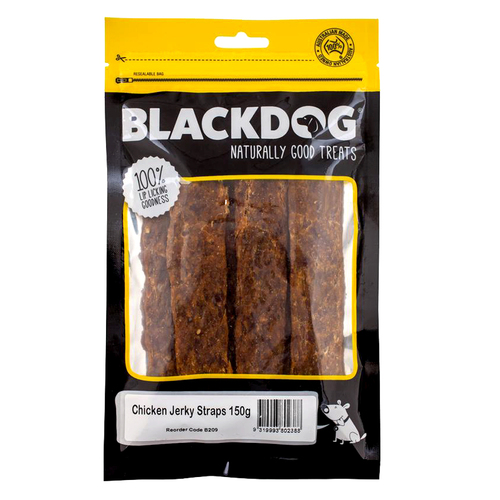 Blackdog Chicken Jerky Straps Natural Dog Chew Treats 150g