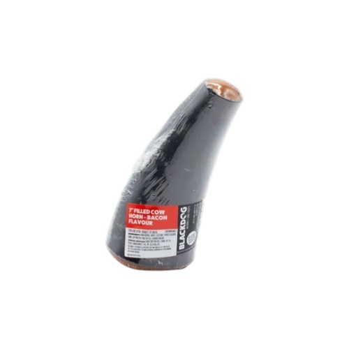 Blackdog Filled Cow Horn Dog Chew Treat Bacon Flavour 7 Inch