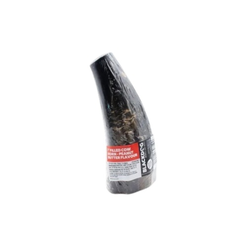 Blackdog Filled Cow Horn Dog Chew Treat Peanut Butter Flavour 7 Inch