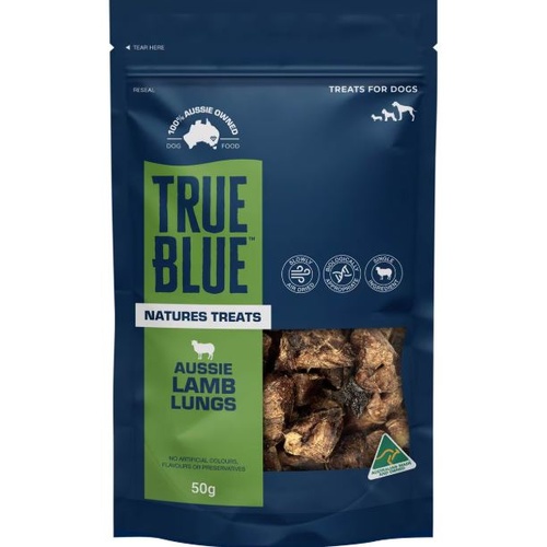 True Blue Air-Dried Natures Dog Chew Treats Aussie Lamb Lung 50g