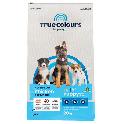 True Colours Puppy All Sizes & Breeds Dry Dog Food Chicken & Brown Rice 20kg