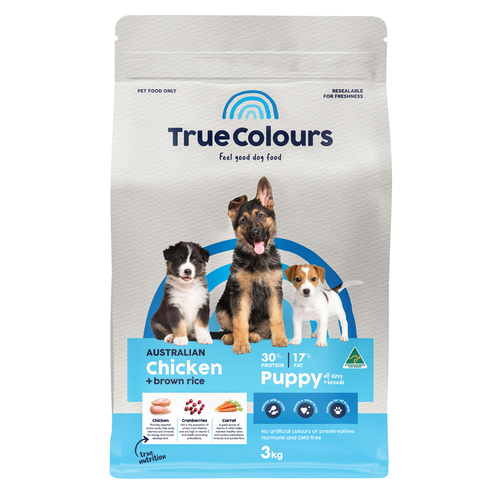 True Colours Puppy All Sizes & Breeds Dry Dog Food Chicken & Brown Rice 3kg