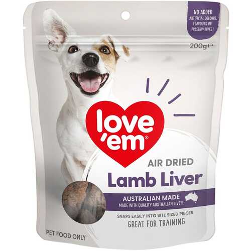 Love Em Air Dried Lamb Liver Dog Training Treats 200g