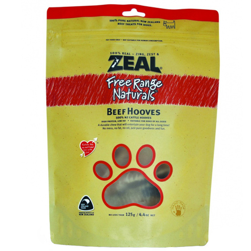 Zeal Free Range Naturals Beef Hooves Dog Cat Treat 125g 