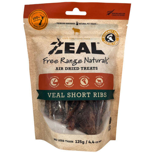 Zeal Free Range Naturals Air Dried Dog Treats Veal Short Ribs 125g