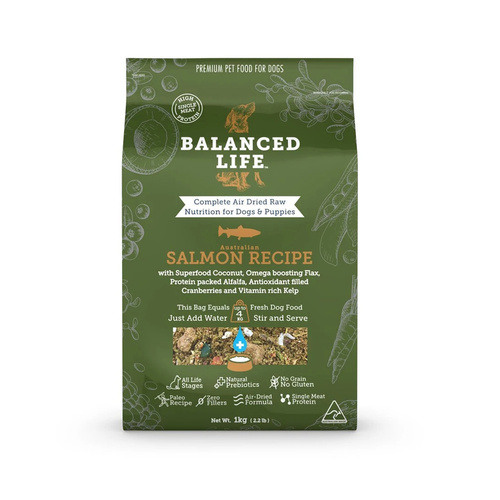 Balanced Life Air Dried Raw Salmon Recipe for Dogs & Puppies 1kg 