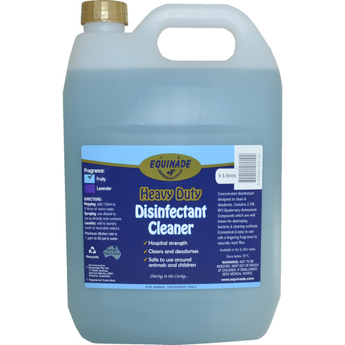 Equinade Heavy Duty Disinfectant Cleaner Deodoriser Animal Safe Fruity 5L 