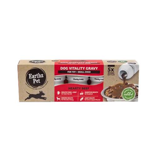 Earthz Pet Dog Vitality Gravy for Toy & Small Dogs Hearty Beef 35ml 5 Pack x 5