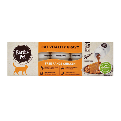 Earthz Pet Cat Vitality Gravy Food Topper for Cats Chicken 30ml 5 Pack x 5