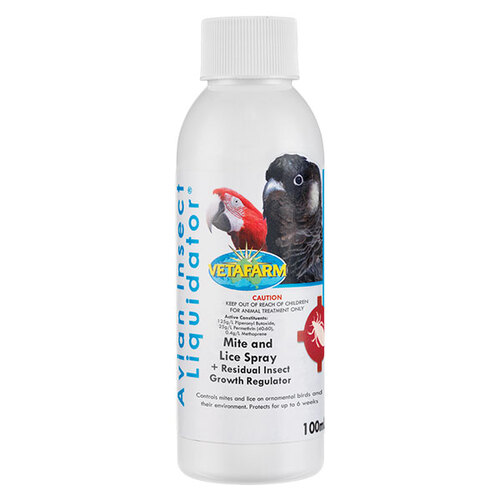 Vetafarm Avian Insect Liquidator Concentrate Lice Mite Control for Birds 100ml 
