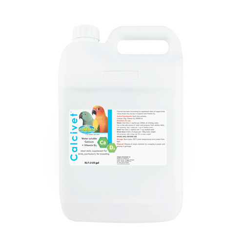 Vetafarm Calcivet Calcium Vitamin D3 Pet Bird Supplement 5L 