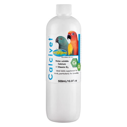 Vetafarm Calcivet Calcium Vitamin D3 Pet Bird Supplement 500ml 