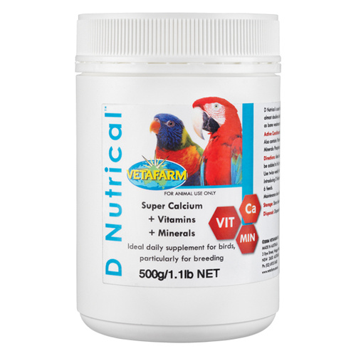 Vetafarm D'Nutrical Calcium Vitamins Mineral Supplement for Birds 500g