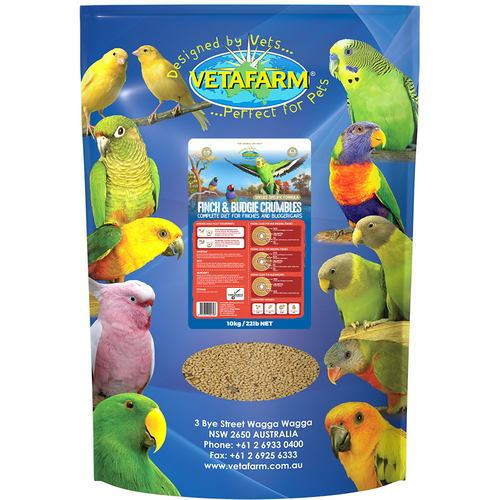 Vetafarm Finch & Budgie Crumbles Pet Bird Canary Budgerigar 10kg