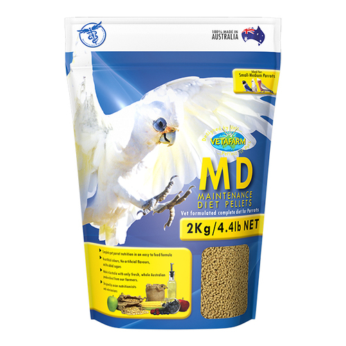 Vetafarm MD Maintenance Diet Pellets Pet Parrot Bird Food 2kg 
