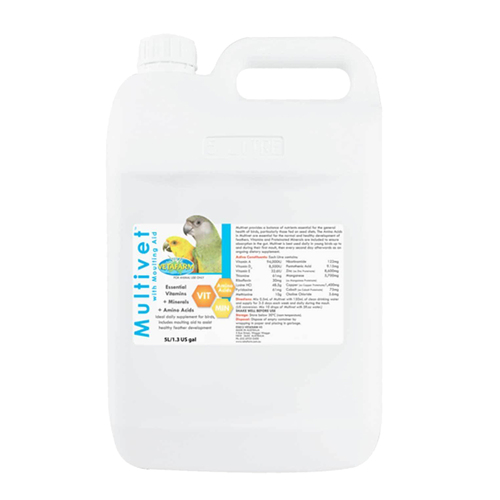 Vetafarm Multivet Liquid with Moulting Aid Daily Supplement for Birds 5L