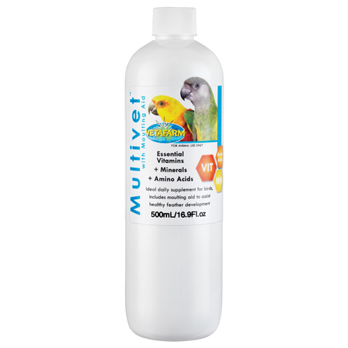 Vetafarm Multivet Liquid Vitamin Mineral Supplement Pet Bird 500ml