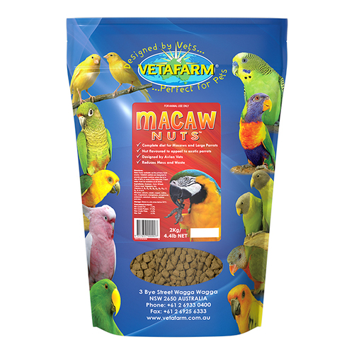 Vetafarm Macaw Nuts Extruded Pellet Diet for South American Parrots 2kg 