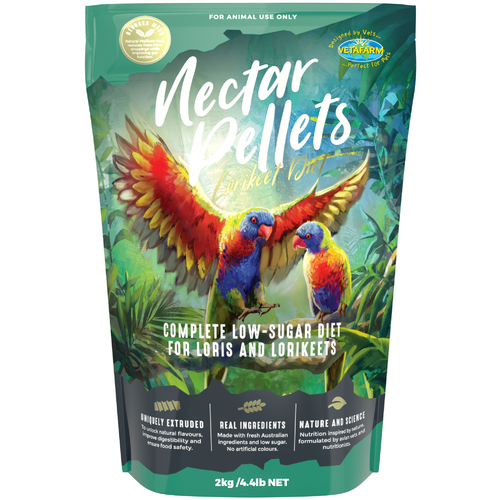 Vetafarm Nectar Pellets Lori and Lorikeet Pet Bird Food Diet 2kg