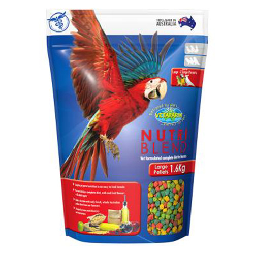 Vetafarm Nutriblend Pellets for Large Exotic Parrots Bird Food 1.6kg 