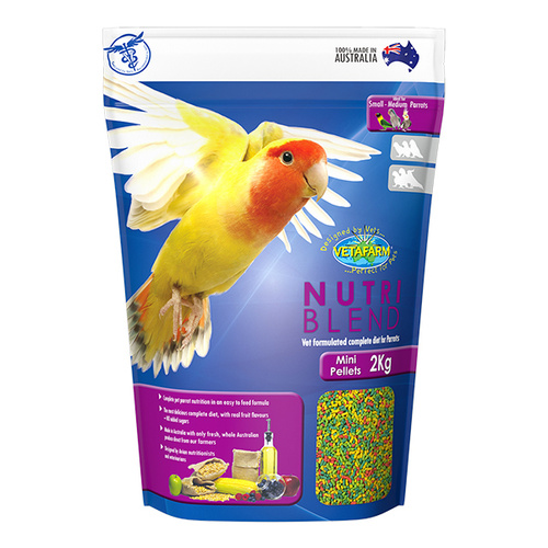 Vetafarm Nutriblend Mini Pellets Bird Food For Pet Bird Parrots 2kg 