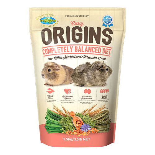 Vetafarm Origins Cavy Diet for Pet & Breeder Guinea Pig 1.5kg 