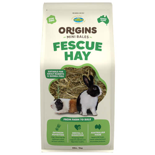Vetafarm Origins Mini Bales Fescue Hay for Adult Rabbits & Guinea Pigs 1kg