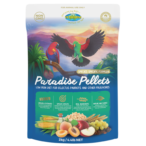 Vetafarm Paradise Pellets Low Iron Diet for Eclectus Parrots 2kg