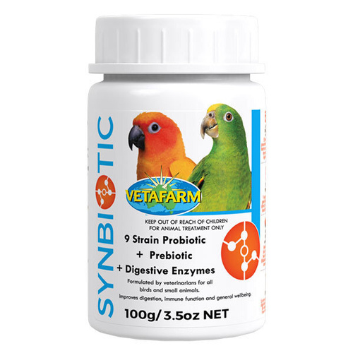 Vetafarm Synbiotic Avian Probiotic Prebiotic Digestive Bird Aid 100g (OB**)
