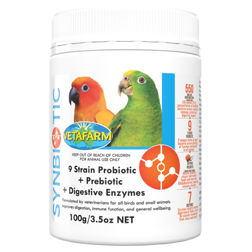 Vetafarm Synbiotic Probiotic + Prebiotic & Digestive Enzymes for Birds 100g