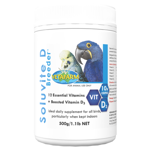 Vetafarm Soluvite D Breeder Daily Vitamin Supplement for Birds 500g