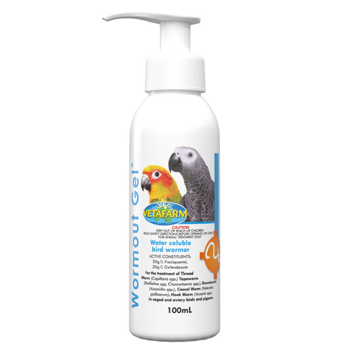 Vetafarm Wormout Gel Water Soluble Bird Wormer for Caged & Aviary Birds 100ml