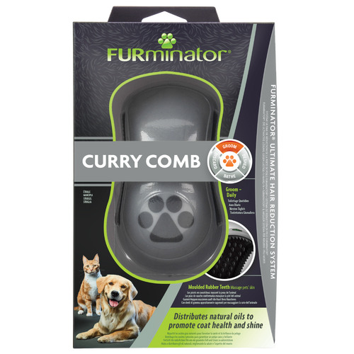 Furminator Curry Comb Molded Rubber Teeth Pet Grooming Tool for Dogs & Cats