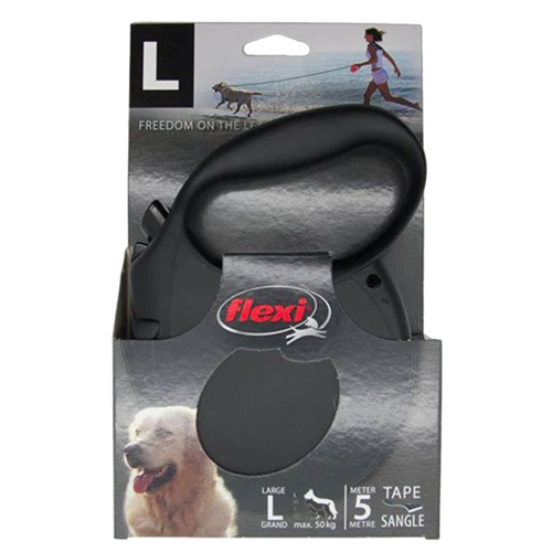 Flexi Standard 5m Tape Retractable Pet Dog Safety Lead Black Large