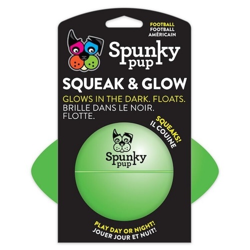 Spunky Pup Squeak & Glow Dog Toy Football 14cm 