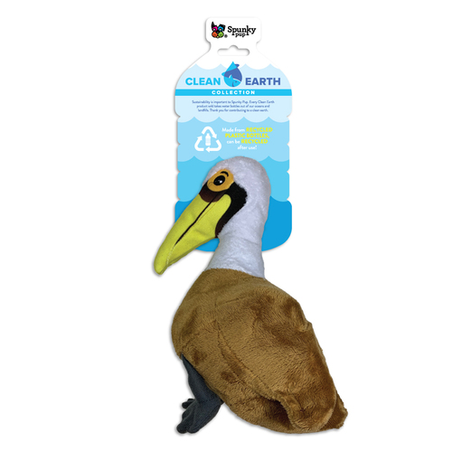Spunky Pup Clean Earth Plush Pelican Dog Squeaker Toy Large