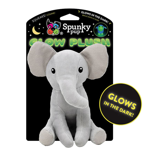 Spunky Pup Glow Plush Elephant Interactive Durable Pet Dog Toy Small